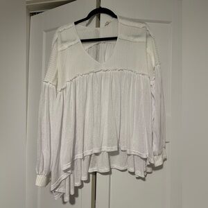 POL white long sleeve textured top